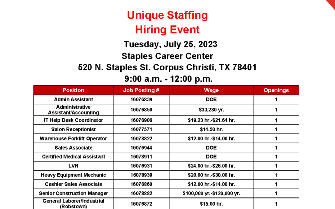 Unique Staffing Hiring Event